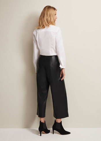 Phase Eight Emeline Faux Leather Culottes Trousers Black Canada | LMCPTJ-239